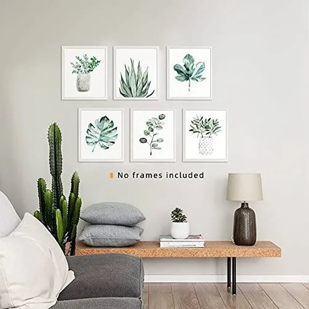 ALAYRA Botanical Prints Wall Art Room Decor for Bedroom Aesthetic, 11x14 Canvas Poster Unframed Set of 6, Plant Prints Leaf Posters Sage Green Decor (11x14, C/ Light Green) 01 - Image 3