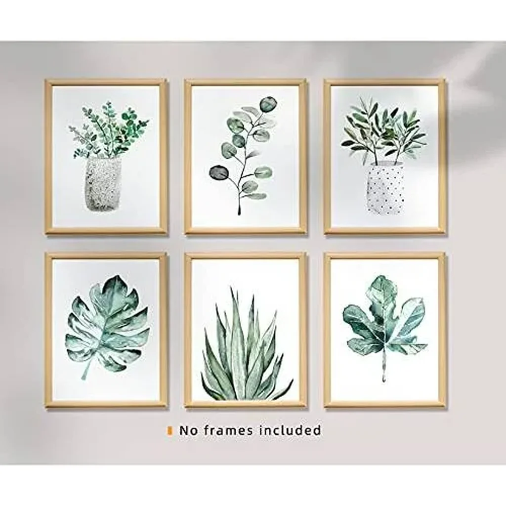 ALAYRA Botanical Prints Wall Art Room Decor for Bedroom Aesthetic, 11x14 Canvas Poster Unframed Set of 6, Plant Prints Leaf Posters Sage Green Decor (11x14, C/ Light Green) 01 - Image 4