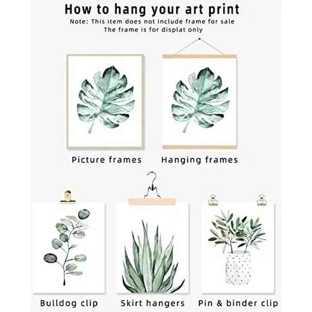 ALAYRA Botanical Prints Wall Art Room Decor for Bedroom Aesthetic, 11x14 Canvas Poster Unframed Set of 6, Plant Prints Leaf Posters Sage Green Decor (11x14, C/ Light Green) 01 - Image 5