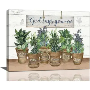 ALAYRA Botanical Wall Art Farmhouse Bathroom Wall Decor Rustic Botanical Canvas Prints Country Plant Floral Painting Bathroom Pictures for Wall God Says You are Modern Artwork Decor for Bedroom 16"x12