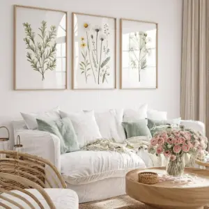 ALAYRA Botanical Wall Art Flower Wall Decor Vintage Wildflower Canvas Wall Art Set of 3 Plant Pictures Boho Floral art Prints Farmhouse Artwork for Room Bedroom 12x16 Inch Unframed 01