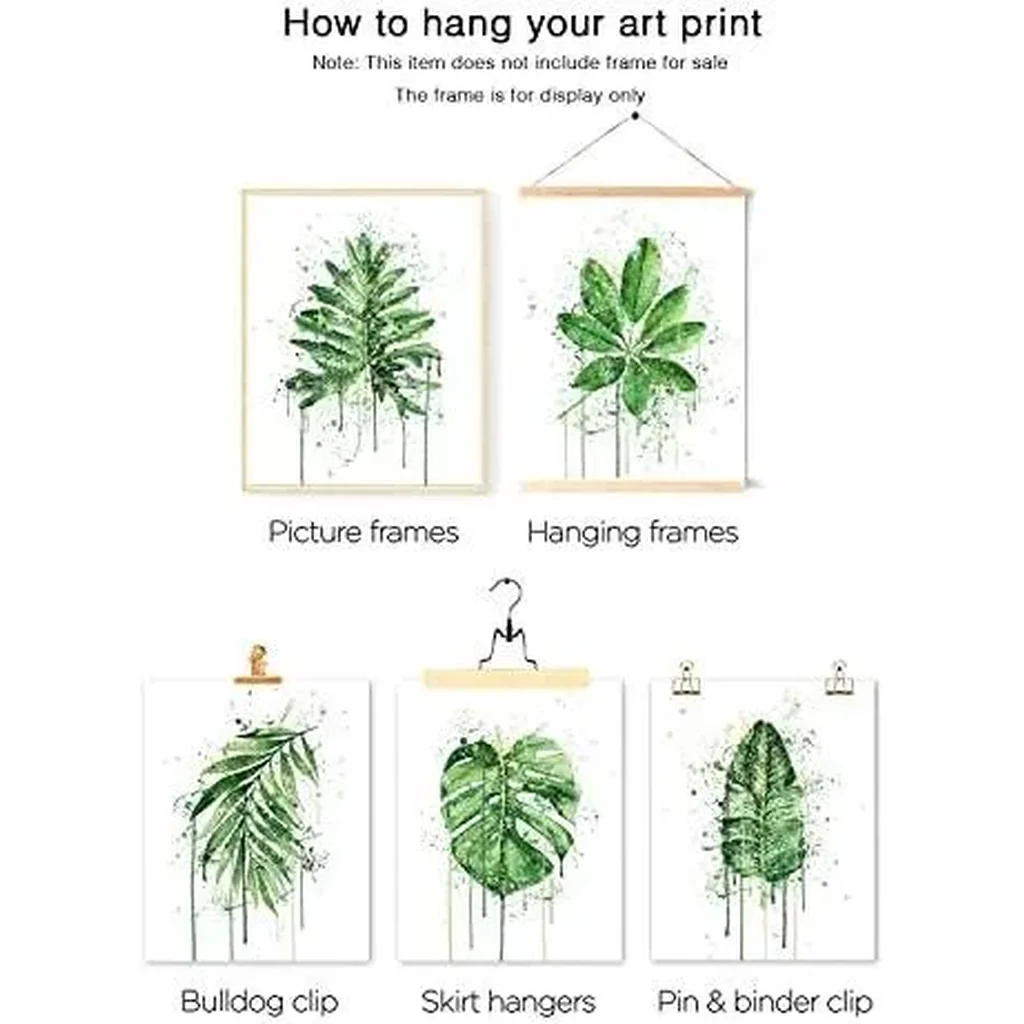ALAYRA Botanical Wall Art Prints Style Tropical Leaves Canvas Decor Boho Plant Green Leaf Pictures Posters Set of 6 for Bedroom Home Office Decor Unframed 8"x10" 01 - Image 3