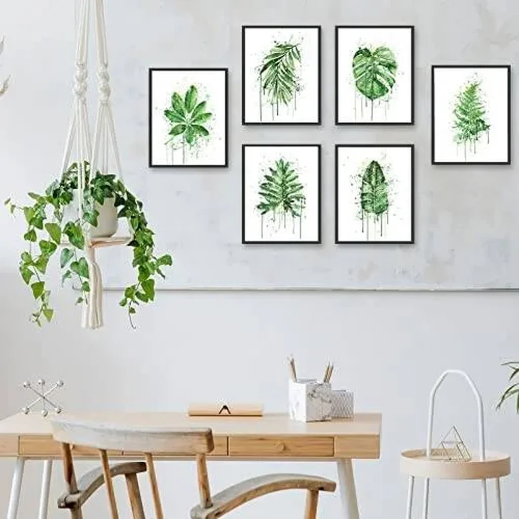 ALAYRA Botanical Wall Art Prints Style Tropical Leaves Canvas Decor Boho Plant Green Leaf Pictures Posters Set of 6 for Bedroom Home Office Decor Unframed 8"x10" 01 - Image 4