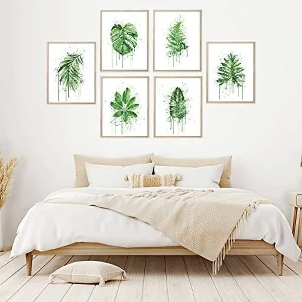 ALAYRA Botanical Wall Art Prints Style Tropical Leaves Canvas Decor Boho Plant Green Leaf Pictures Posters Set of 6 for Bedroom Home Office Decor Unframed 8"x10" 01 - Image 5