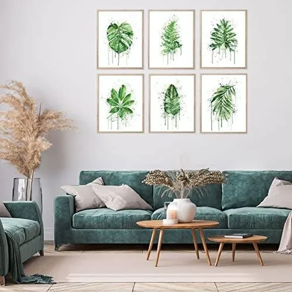 ALAYRA Botanical Wall Art Prints Style Tropical Leaves Canvas Decor Boho Plant Green Leaf Pictures Posters Set of 6 for Bedroom Home Office Decor Unframed 8"x10" 01 - Image 6