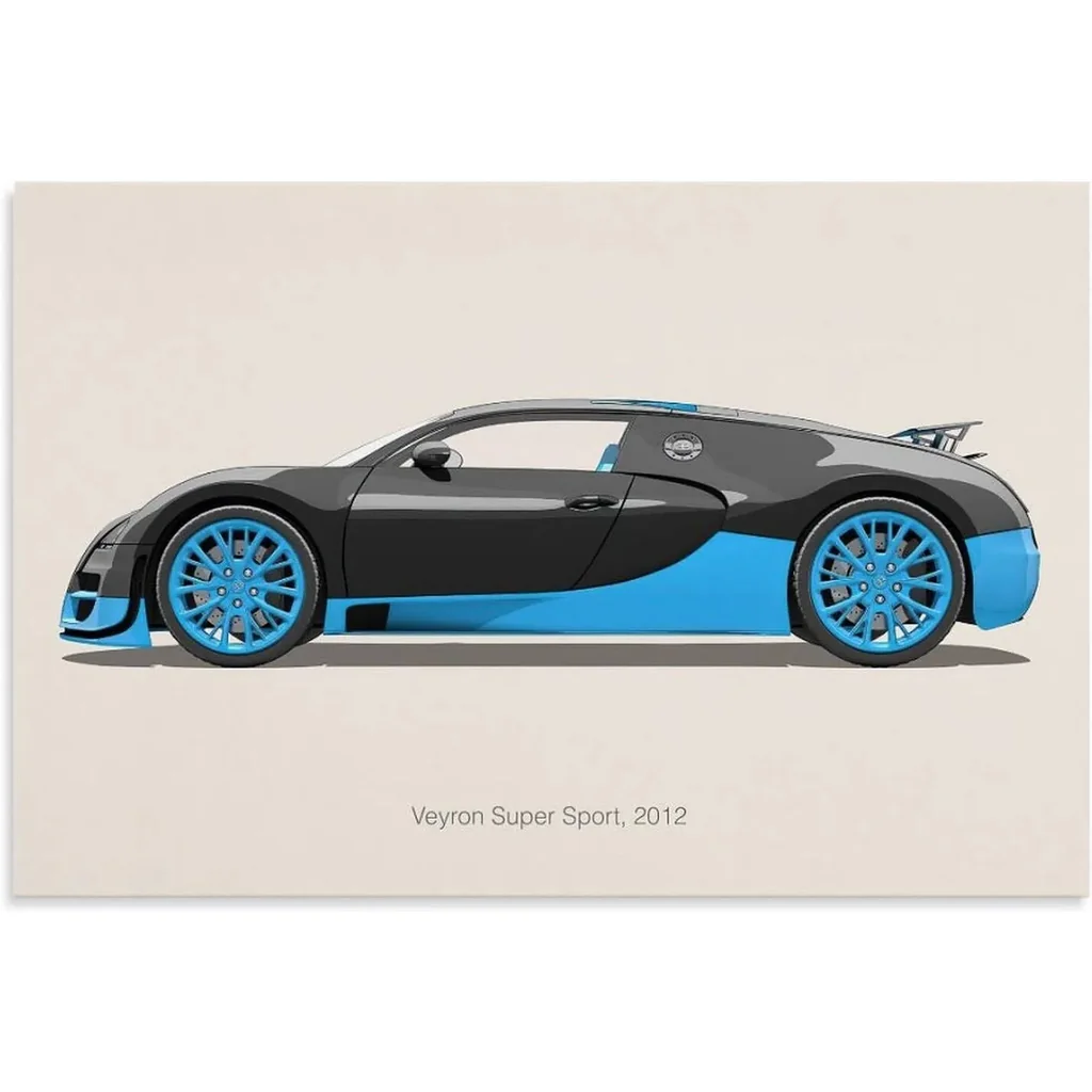 ALAYRA Bugatti Car Poster Bugatti Divo Chiron Supercar Posters For Room Aesthetic Racing Car Canvas Wall Art For Boy's Bedroom Unframe-style 24x16inch(60x40cm) 01