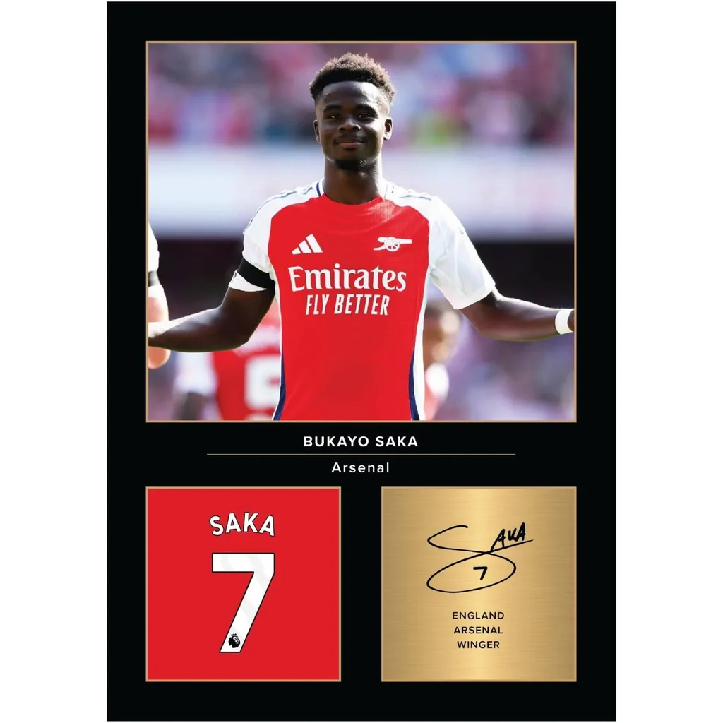 ALAYRA Bukayo Saka Signed A4 Printed Photo Picture Display Gift For Arsenal Fans Digitally Reproduced Signature Unframed 01
