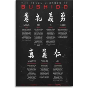 ALAYRA Bushido Canvas Art Posters The 7 Virtues of Bushido Posters Wall Art Paintings Canvas Wall Decor Home Decor Living Room Decor Aesthetic Prints 12x18inch(30x45cm) Unframe-Style 01