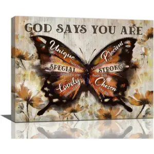 ALAYRA Butterfly Wall Art Rustic Farmhouse Butterfly Flower Paintings for Wall Canvas Prints Wall Decor Vintage Modern Artwork Home Decoration for Bedroom Bathroom 16''x12'' 01