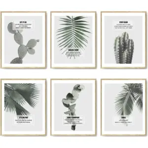 ALAYRA Cactus Wall Art Painting Modern Tropical Green Plants Pictures for Bedroom Living Room Kitchen Salon Home Office Wall Decor Motivational Wall Art Prints (8"x10" UNFRAMED) 01