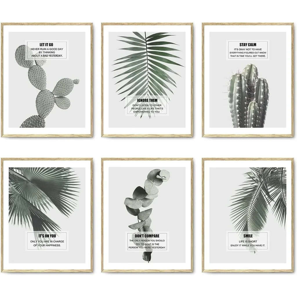 ALAYRA Cactus Wall Art Painting Modern Tropical Green Plants Pictures for Bedroom Living Room Kitchen Salon Home Office Wall Decor Motivational Wall Art Prints (8"x10" UNFRAMED) 01 - Image 2