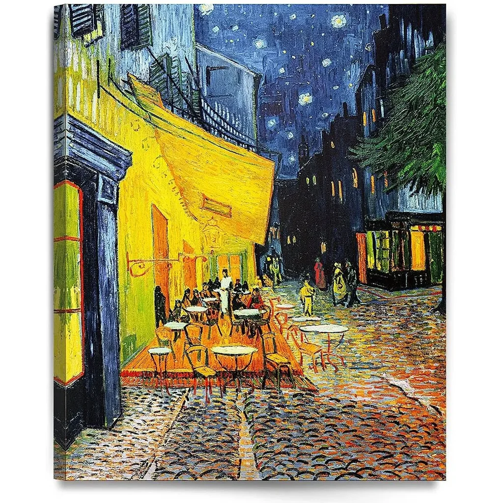 ALAYRA Cafe Terrace At Night, Vincent Van Gogh Art Reproduction. Giclee Canvas Prints Wall Art for Home Decor 30x24 01