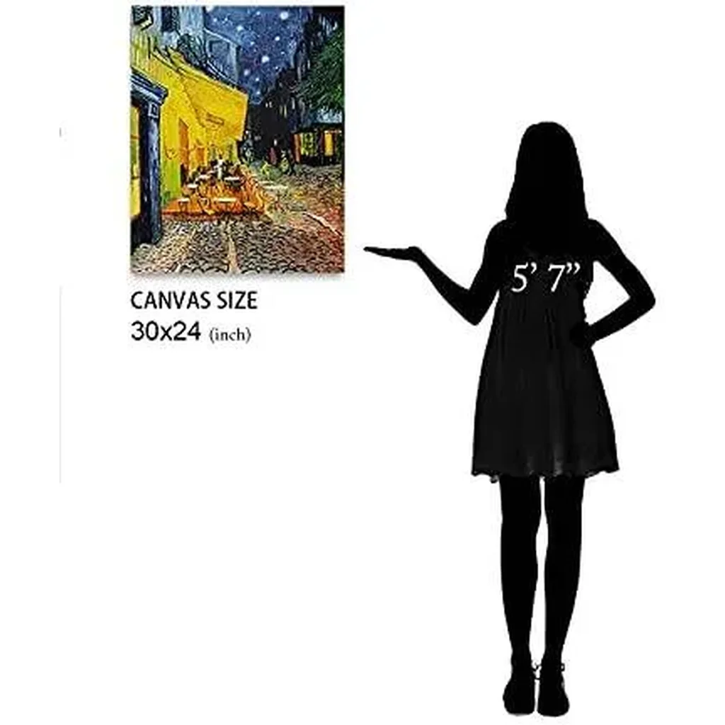 ALAYRA Cafe Terrace At Night, Vincent Van Gogh Art Reproduction. Giclee Canvas Prints Wall Art for Home Decor 30x24 01 - Image 4