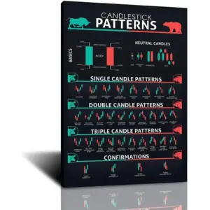ALAYRA Candlestick Pattern Poster Trading for Trader Stock Market Cryptocurrency Crypto Charts Wall Art Poster Investing Charts Wall Street Technical Analysis Strategy Exchange 16x24inch-Unframe 01