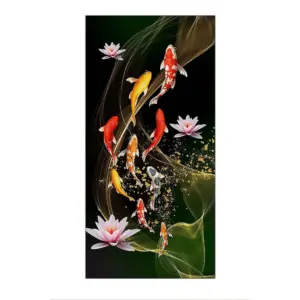 ALAYRA Canvas Art Koi Fish Feng Shui Nine Fish Painting 9 Koi Fish Wall Art Aesthetic Poster Living Room Wall Decor Unframed 8x16inch/20x40cm 01