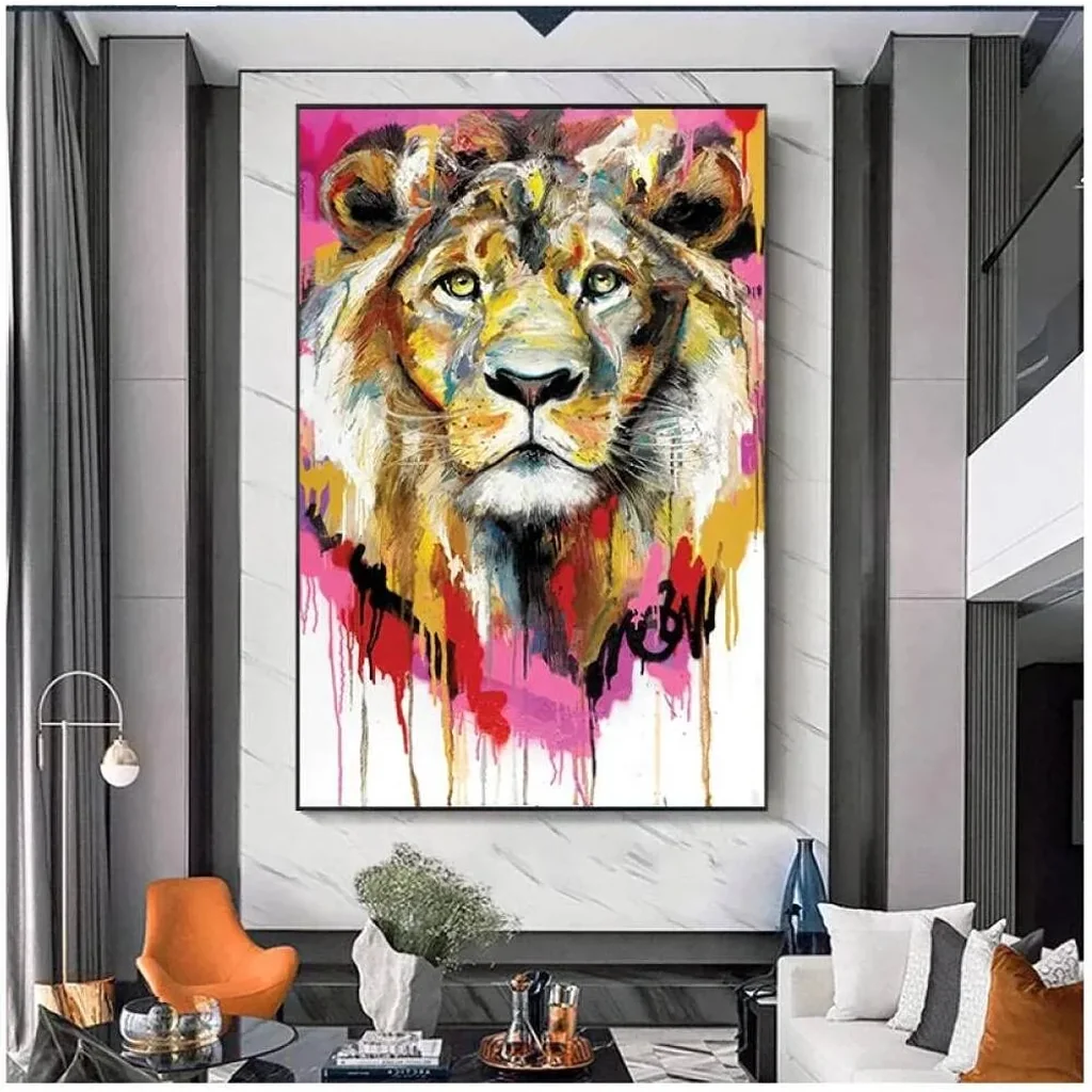 ALAYRA Canvas Painting Abstract Lion Posters And Prints Wall Art Picture For Living Room Decor 60X90Cm Unframed 01