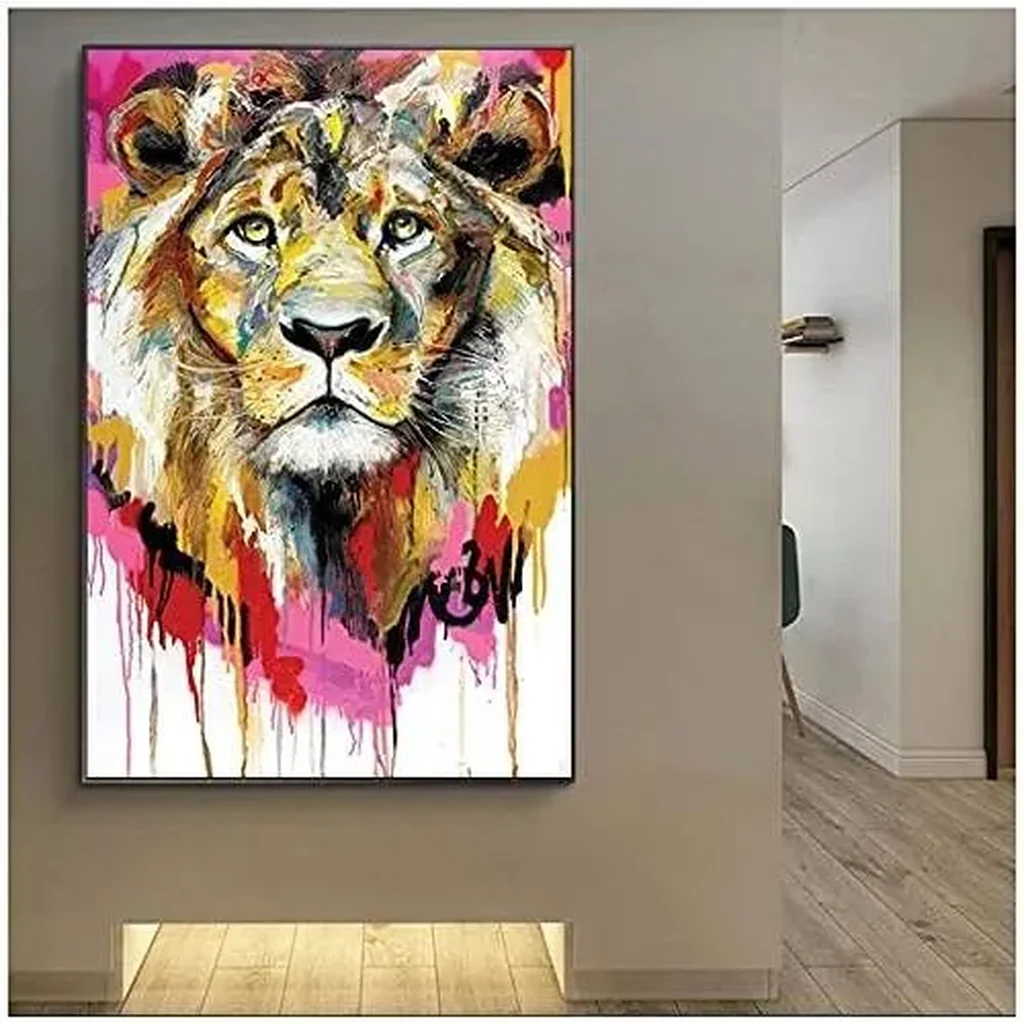 ALAYRA Canvas Painting Abstract Lion Posters And Prints Wall Art Picture For Living Room Decor 60X90Cm Unframed 01 - Image 4