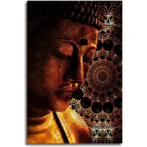 ALAYRA Canvas Poster Buddha Vert Wall Art for Living Room Zen Decor brown Buddha Paintings Wall Decore Meditation Room Artworks Canvas Pictures Yoga Modern Home Decor 16x24inches 01