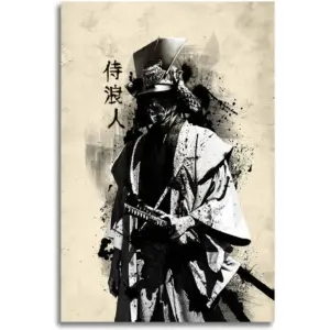 ALAYRA Canvas Poster Japanese Bushido Samurai Ronin Modern Character Wall Art Poster Prints Picture Decoration For Living Room Bedroom Unframed 12 x18 inches 01