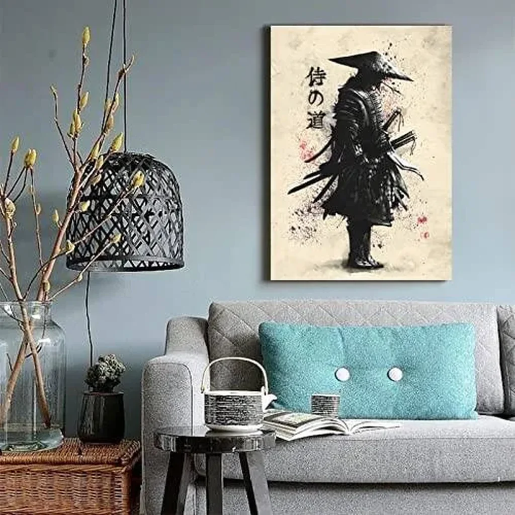 ALAYRA Canvas Poster Japanese Bushido Samurai Warrior Modern Character Wall Art Poster Prints Picture Decoration for Living Room Bedroom Unframed 12 x18 inches 01 - Image 2