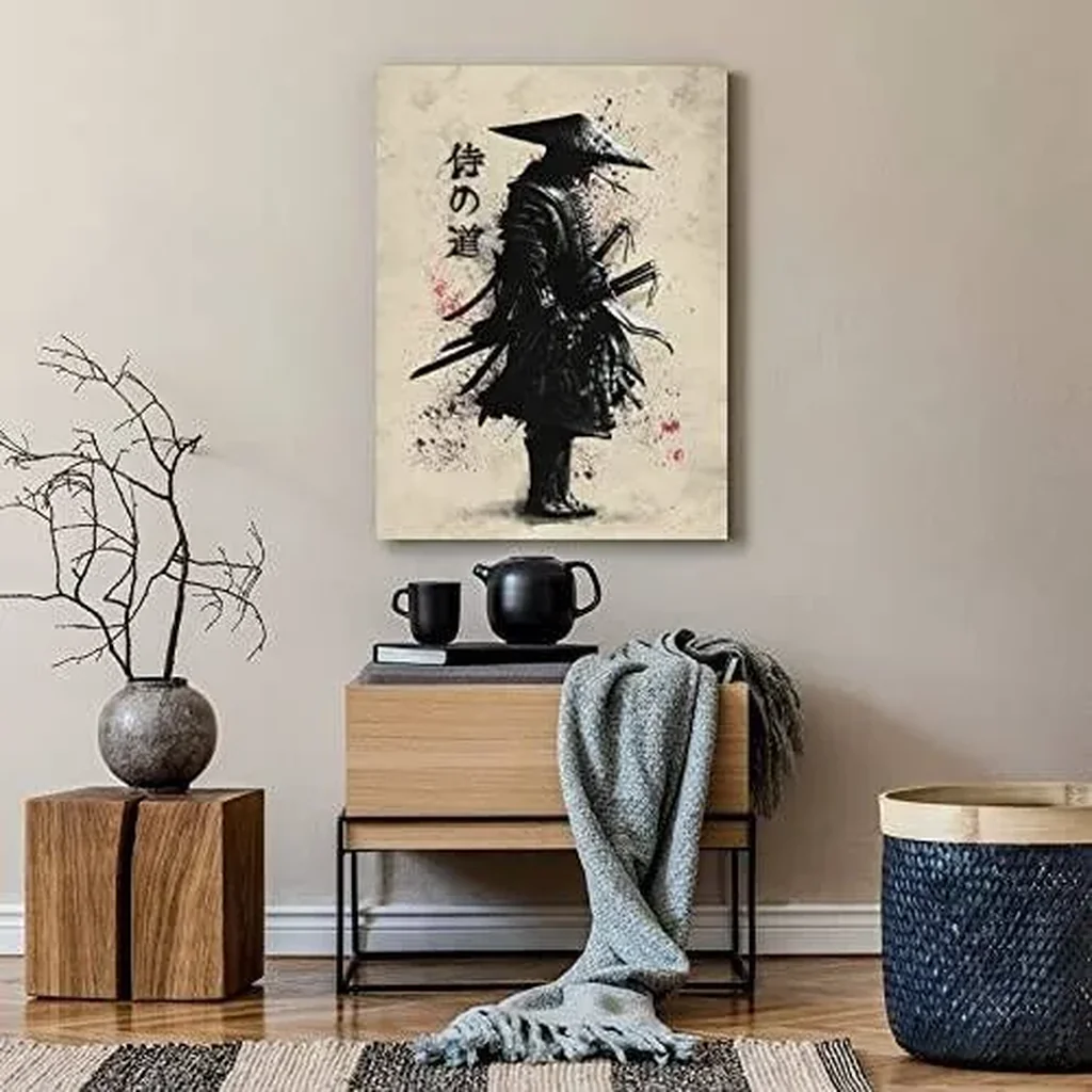 ALAYRA Canvas Poster Japanese Bushido Samurai Warrior Modern Character Wall Art Poster Prints Picture Decoration for Living Room Bedroom Unframed 16 x24 inches 01 - Image 3