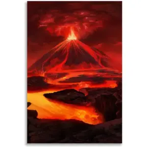 ALAYRA Canvas Poster Landscape Poster Volcano Eruption Lava Eruption Art Poster Wall Decor for Living Room Bedroom Wall Art Unframed Size 12x18 Inchs 01