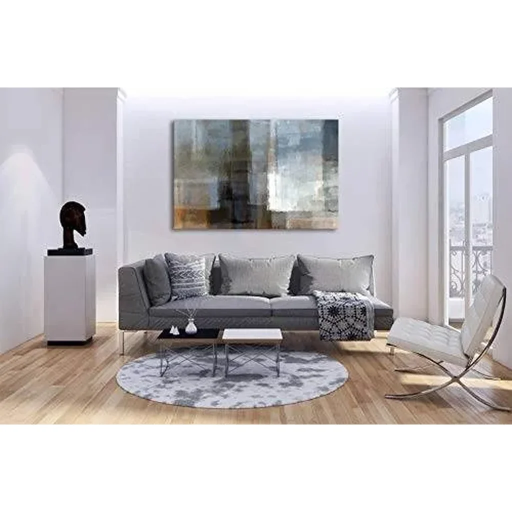 ALAYRA Canvas Prints Abstract Wall Art Print Paintings Grey and Brown Home Decor Stretched and Framed Ready to Hang for Living Room Bedroom and Office Home Kitchen Artwork 24x36inch 01 - Image 2