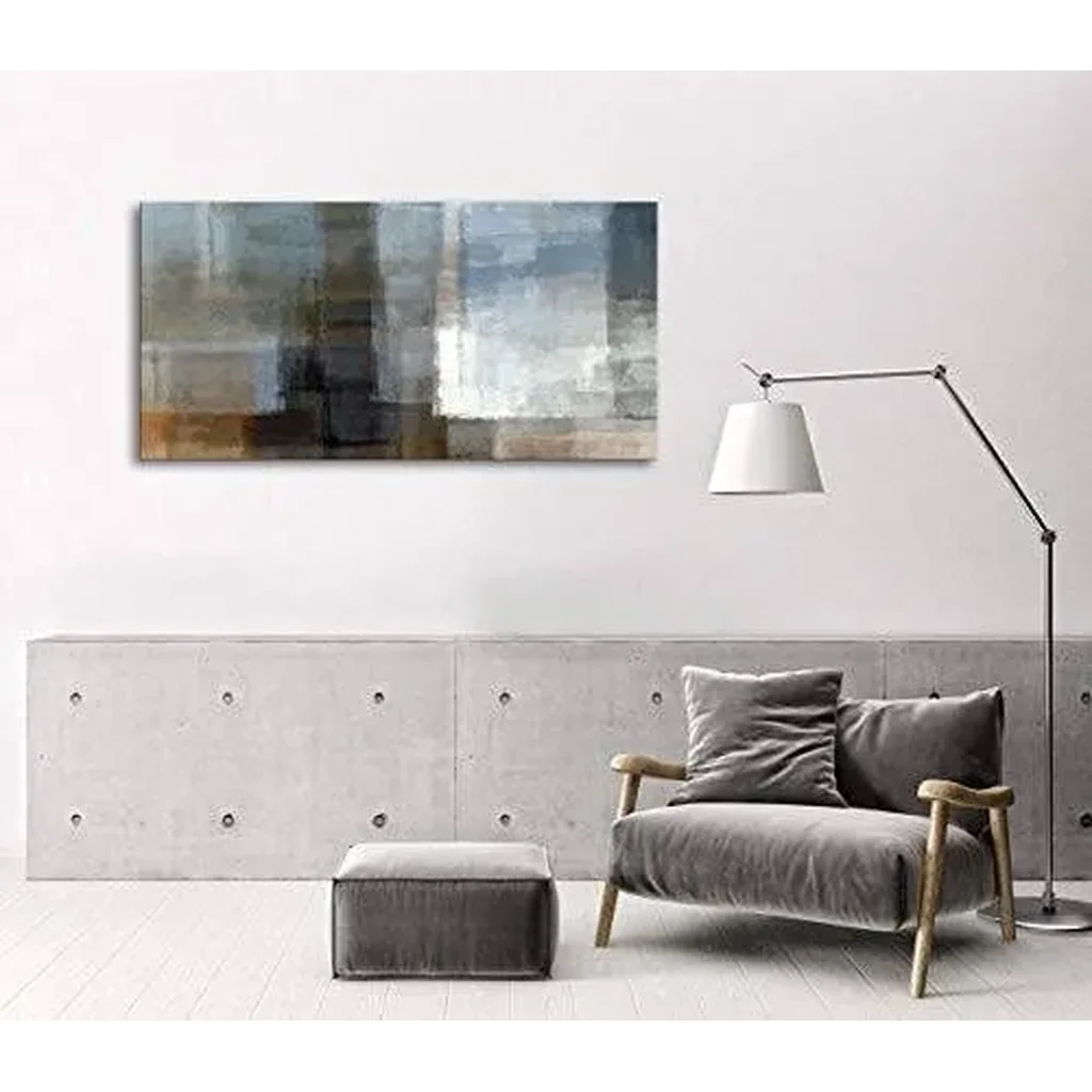 ALAYRA Canvas Prints Abstract Wall Art Print Paintings Grey and Brown Home Decor Stretched and Framed Ready to hang for Living Room Bedroom and Office Home Kitchen Artwork 24x48inch 01 - Image 3