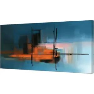 ALAYRA Canvas Prints Colorful Abstract Painting Wall Art Modern art on Blue Background Stretched and Framed Ready to hang for Living Room Bedroom and Office Home Kitchen Artwork 20x40inch 01