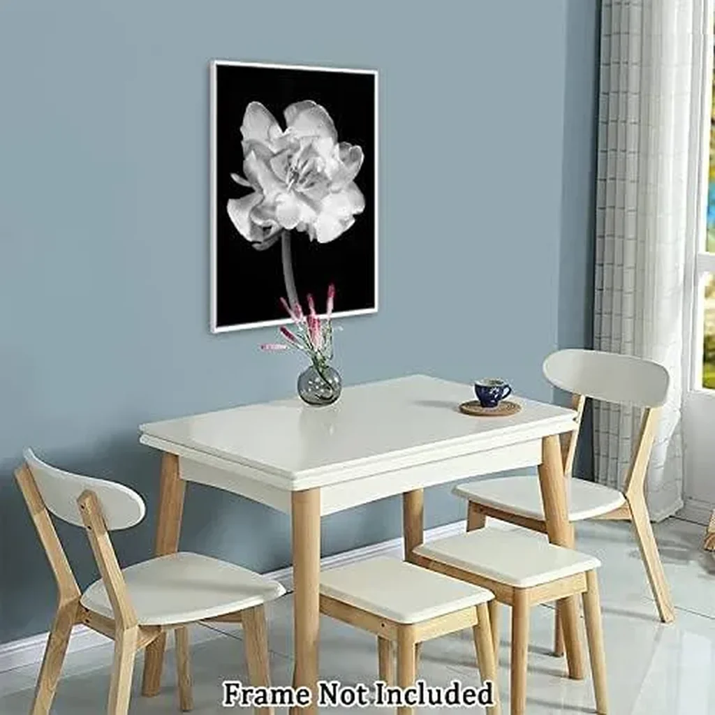 ALAYRA Canvas Prints Wall Art For Home and Office Wall Decoration Black And White Flower Canvas Artwork Print Painting Picture Floral Modern Abstract Unframe Wall Art 40.6L x 3W cm 01 - Image 4