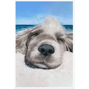 ALAYRA Canvas Prints Wall Art For Home and Office Wall Decoration Dog On The Beach Canvas Artwork Print Painting Picture Cute Animals Modern Abstract Unframe Wall Art 16x24inch 01