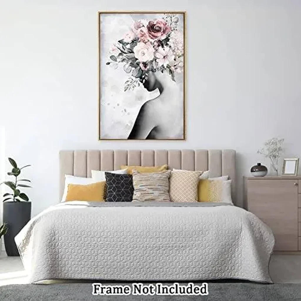 ALAYRA Canvas Prints Wall Art For Home and Office Wall Decoration Floral Woman Canvas Artwork Print Painting Picture Modern Modern Abstract Unframe Wall Art for Living Room Bedroom Kitchen 12x18inch 0 - Image 3