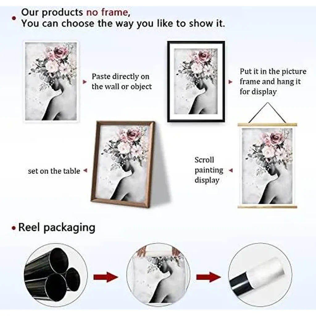 ALAYRA Canvas Prints Wall Art For Home and Office Wall Decoration Floral Woman Canvas Artwork Print Painting Picture Modern Modern Abstract Unframe Wall Art for Living Room Bedroom Kitchen 28x42inch 0 - Image 3