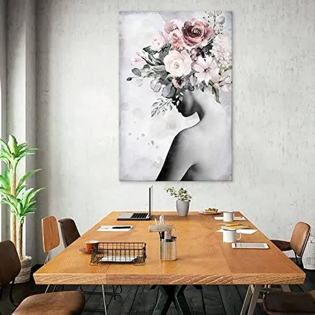 ALAYRA Canvas Prints Wall Art For Home and Office Wall Decoration Floral Woman Canvas Artwork Print Painting Picture Modern Modern Abstract Unframe Wall Art for Living Room Bedroom Kitchen 28x42inch 0 - Image 4