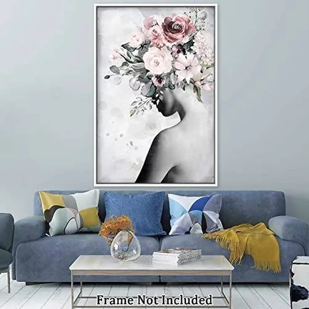 ALAYRA Canvas Prints Wall Art For Home and Office Wall Decoration Floral Woman Canvas Artwork Print Painting Picture Modern Modern Abstract Unframe Wall Art for Living Room Bedroom Kitchen 28x42inch 0 - Image 5