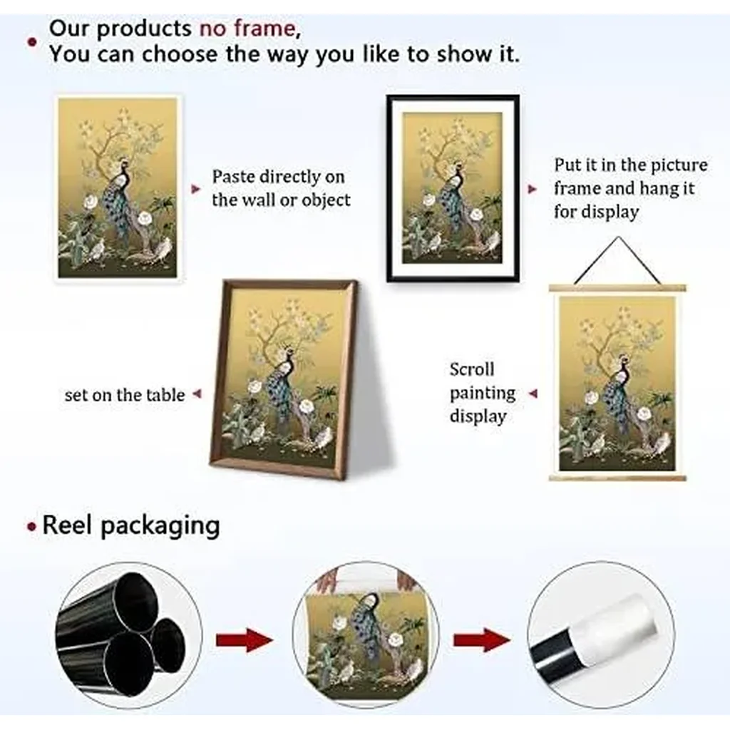 ALAYRA Canvas Prints Wall Art For Home and Office Wall Decoration Peacock And Tree Canvas Artwork Print Painting Picture Bird Modern Abstract Unframe Wall Art 20.3L x 3W cm 01 - Image 3