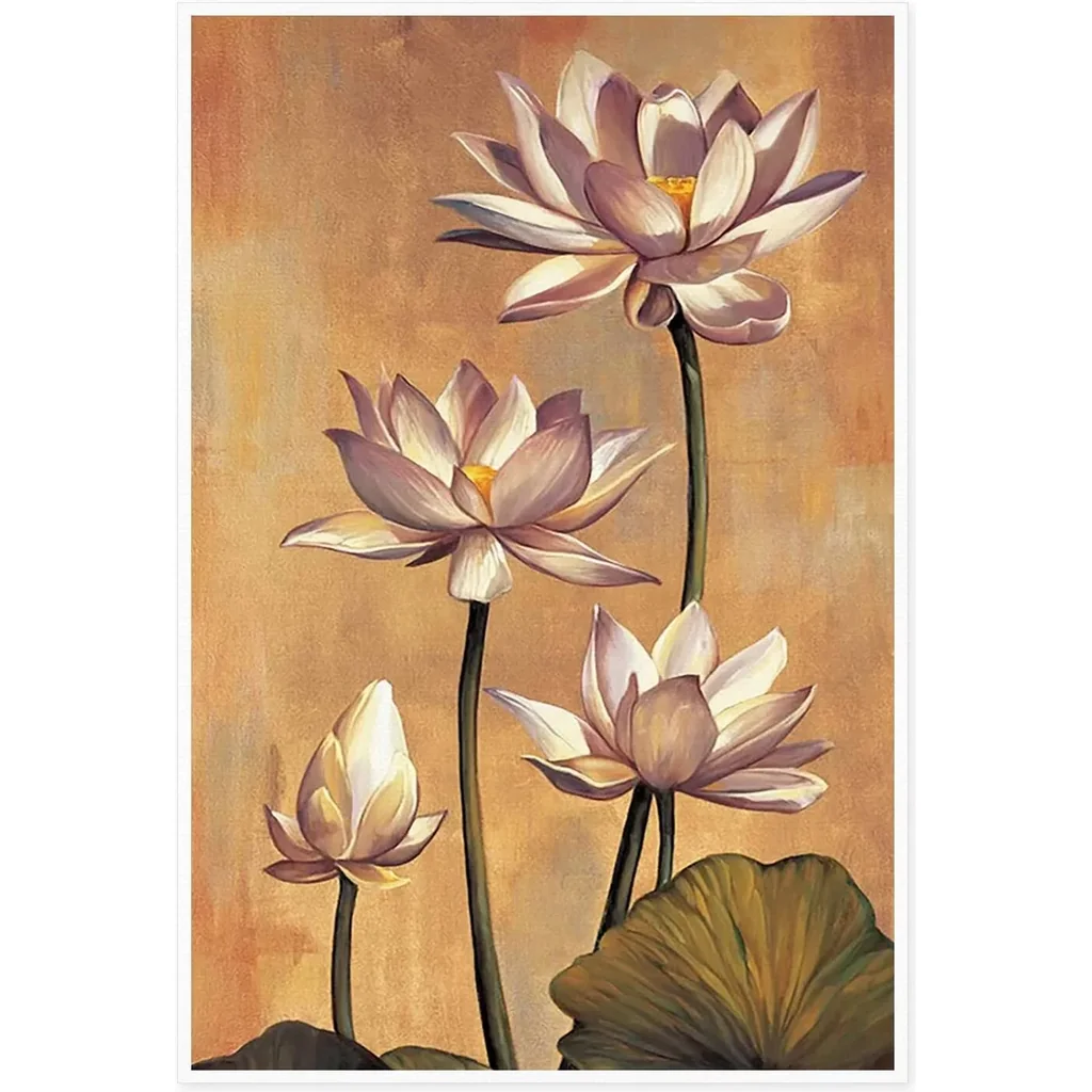 ALAYRA Canvas Prints Wall Art For Home and Office Wall Decoration Pink Lotus Canvas Artwork Print Painting Picture Pink Flower Modern Abstract Unframe Wall Art 30.5L x 3W cm 01 - Image 3