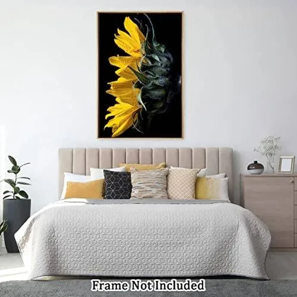 ALAYRA Canvas Prints Wall Art For Home and Office Wall Decoration Sunflower Side View Canvas Artwork Print Painting Picture Flower Modern Abstract Unframe Wall Art for Living Room Bedroom Kitchen 12x1 - Image 3