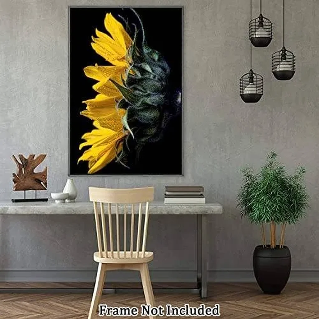 ALAYRA Canvas Prints Wall Art For Home and Office Wall Decoration Sunflower Side View Canvas Artwork Print Painting Picture Flower Modern Abstract Unframe Wall Art for Living Room Bedroom Kitchen 12x1 - Image 4