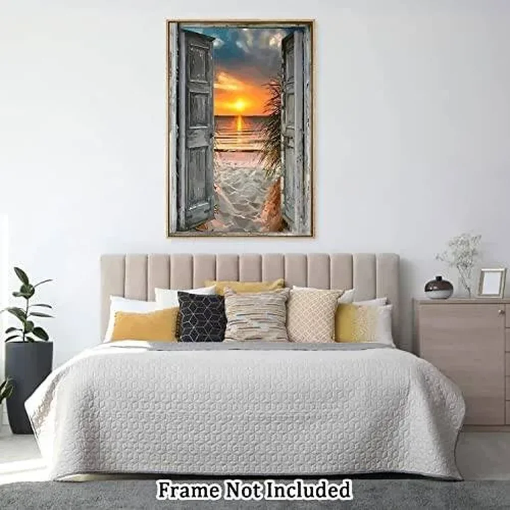 ALAYRA Canvas Prints Wall Art For Home and Office Wall Decoration Sunset And Beach Outside Window Canvas Artwork Print Painting Picture 20x30cm 01 - Image 5