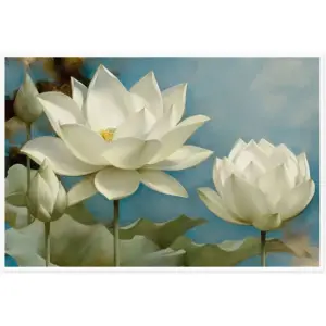 ALAYRA Canvas Prints Wall Art For Home and Office Wall Decoration White Lotus Canvas Artwork Print Painting Picture Flowers Modern Abstract Unframe Wall Art for Living Room Bedroom Kitchen 20x30inch 0