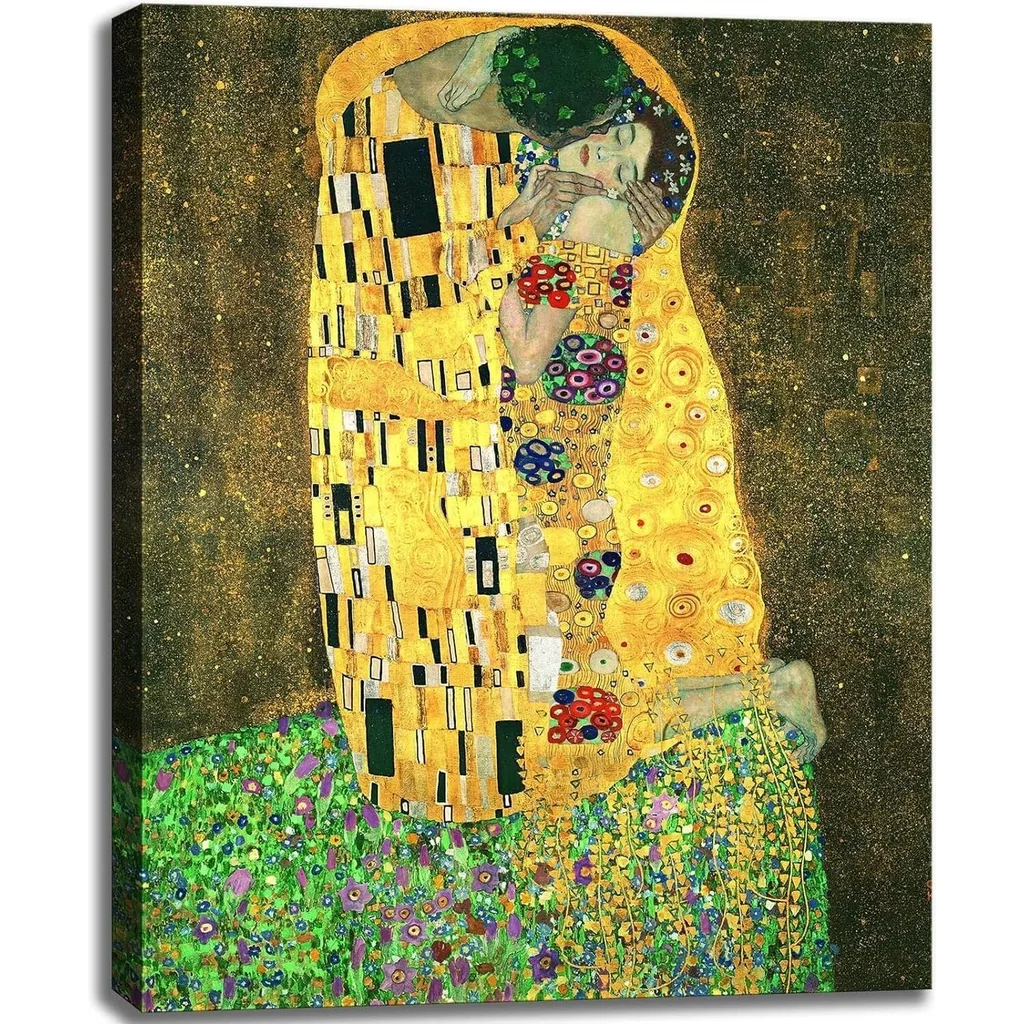 ALAYRA Canvas Prints Wall Art The Kiss Painting by Gustav Klimt, Famous Artwork Poster for Living Room, Bedroom Office Home Decoration 24"x36" 01