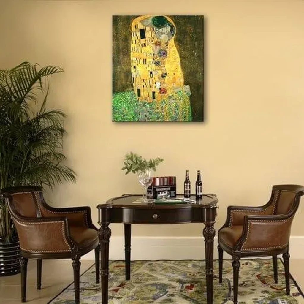 ALAYRA Canvas Prints Wall Art The Kiss Painting by Gustav Klimt, Famous Artwork Poster for Living Room, Bedroom Office Home Decoration 24"x36" 01 - Image 3