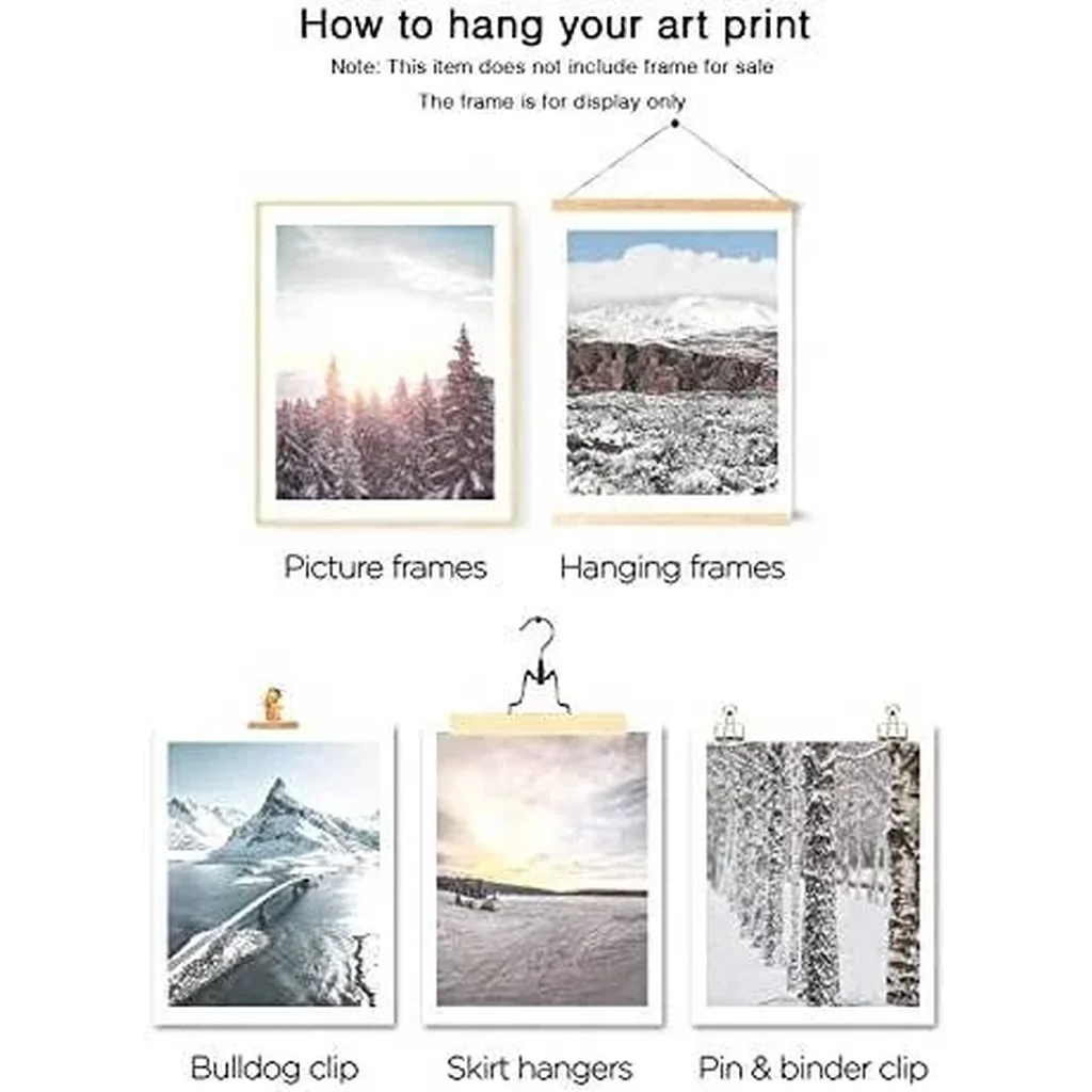 ALAYRA Canvas Prints Winter Sunset Snow Landscape Nature Mountains Glacier Ground Scene Snow Forest Wall Art Prints Wall Decor Set of 6 without Frame (8"x10" UNFRAMED) 01 - Image 2