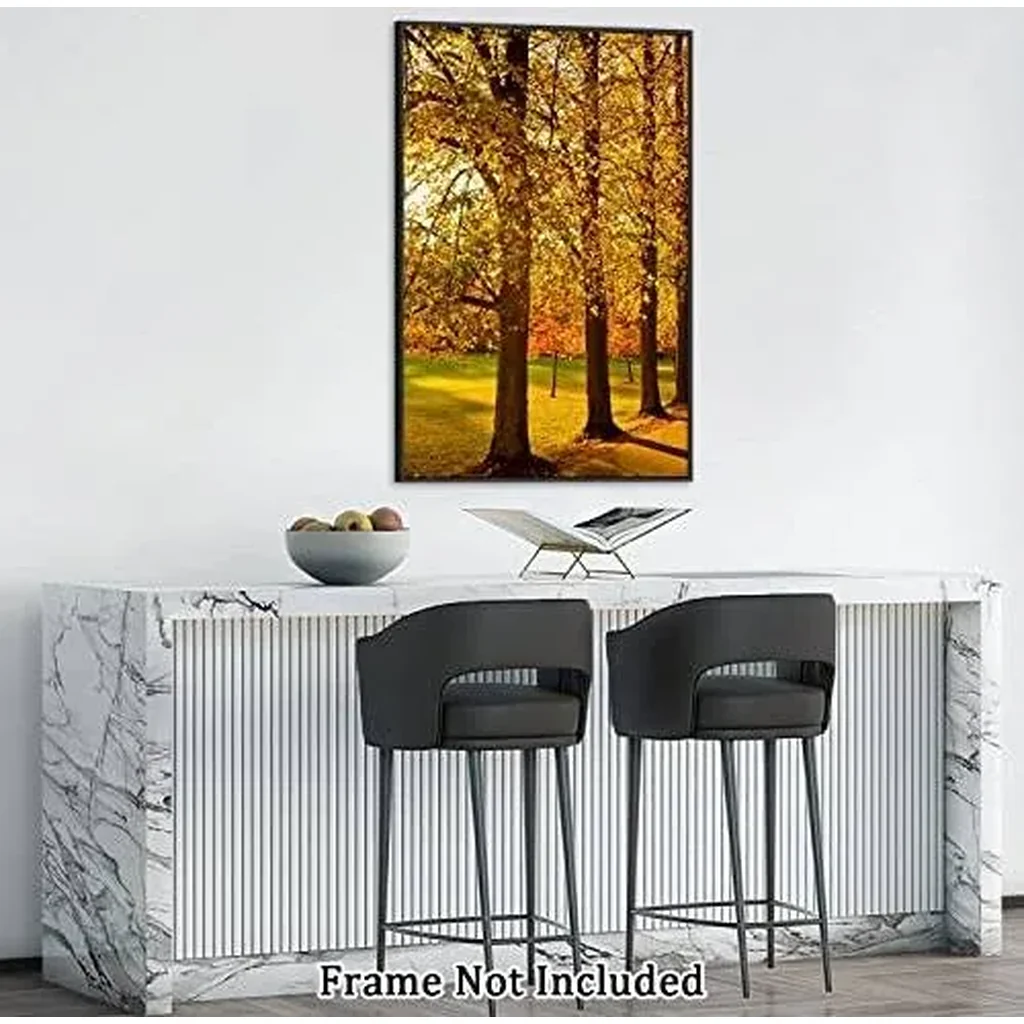 ALAYRA Canvas Wall Art Autumn Yellow Trees Canvas Print Artwork Fall Landscape Wall Art Paintings Modern Picture Print Unframed for Living Room Dinning Room Bedroom Bathroom Home Decor 20x30inch 01 - Image 2