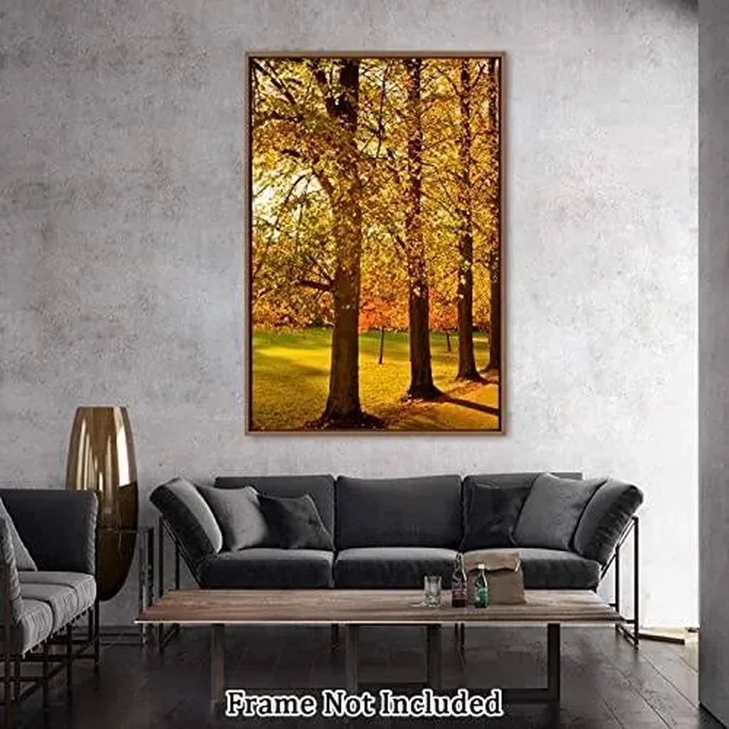 ALAYRA Canvas Wall Art Autumn Yellow Trees Canvas Print Artwork Fall Landscape Wall Art Paintings Modern Picture Print Unframed for Living Room Dinning Room Bedroom Bathroom Home Decor 20x30inch 01 - Image 3