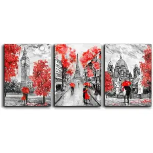 ALAYRA Canvas Wall Art Decor for bedroom Black and white scenery romanti couples pictures Artwork Ready to Hang for living room Home Decoration painting 12" x 16" 3 Piece Paris Eiffel Tower wall decor