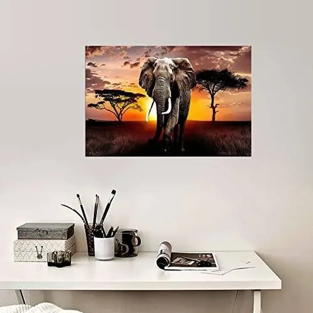 ALAYRA Canvas Wall Art Elephant Picture African Wild Animals Artwork Painting Print for Living Room Bedroom Kitchen Home and Office Wall Decor 01 - Image 2