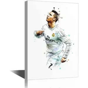 ALAYRA Canvas Wall Art Football Starabstract Painting Sport Game League Match Poster Modern Home Decor Artwork for Club Arena Living Room Office Bedroom Posters Framed Ready to Hang - 36''W x 24''H 01