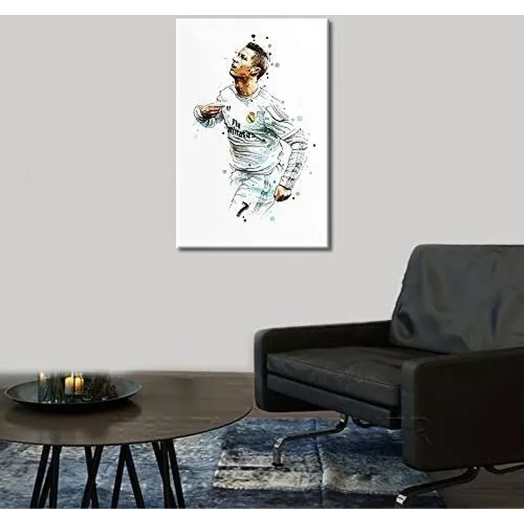 ALAYRA Canvas Wall Art Football Starabstract Painting Sport Game League Match Poster Modern Home Decor Artwork for Club Arena Living Room Office Bedroom Posters Framed Ready to Hang - 36''W x 24''H 01 - Image 2